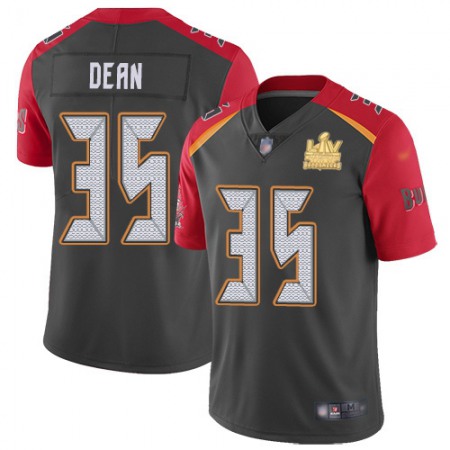 Nike Buccaneers #35 Jamel Dean Gray Youth Super Bowl LV Champions Patch Stitched NFL Limited Inverted Legend Jersey