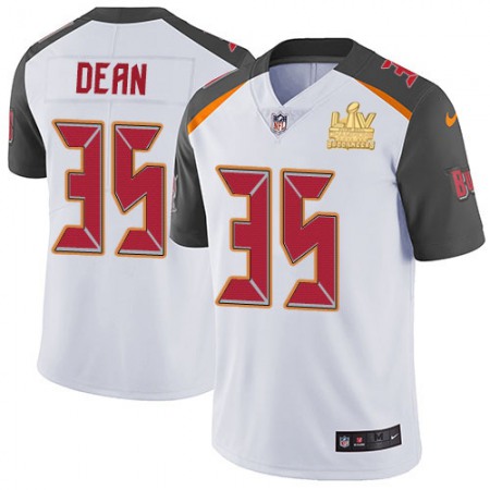Nike Buccaneers #35 Jamel Dean White Youth Super Bowl LV Champions Patch Stitched NFL Vapor Untouchable Limited Jersey