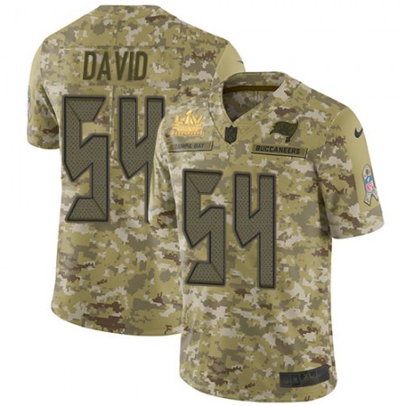 Nike Buccaneers #54 Lavonte David Camo Youth Super Bowl LV Champions Patch Stitched NFL Limited 2018 Salute To Service Jersey