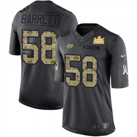 Nike Buccaneers #58 Shaquil Barrett Black Youth Super Bowl LV Champions Patch Stitched NFL Limited 2016 Salute to Service Jersey