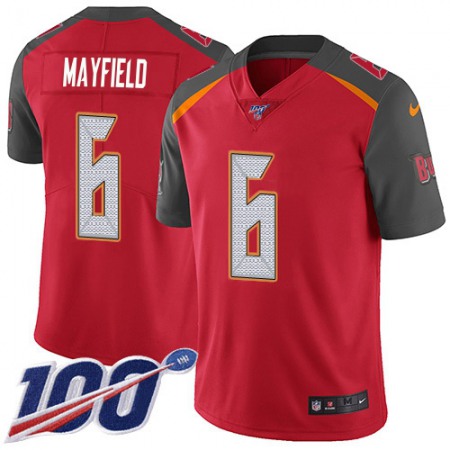 Nike Buccaneers #6 Baker Mayfield Red Team Color Youth Stitched NFL 100th Season Vapor Untouchable Limited Jersey