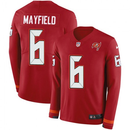 Nike Buccaneers #6 Baker Mayfield Red Team Color Youth Stitched NFL Limited Therma Long Sleeve Jersey
