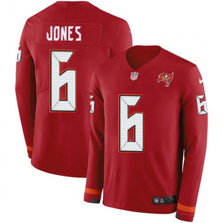 Nike Buccaneers #6 Julio Jones Red Team Color Youth Stitched NFL Limited Therma Long Sleeve Jersey