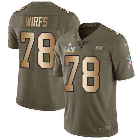 Nike Buccaneers #78 Tristan Wirfs Olive/Gold Youth Super Bowl LV Bound Stitched NFL Limited 2017 Salute To Service Jersey