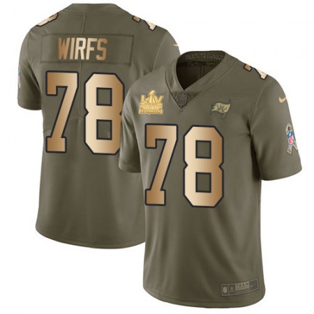Nike Buccaneers #78 Tristan Wirfs Olive/Gold Youth Super Bowl LV Champions Patch Stitched NFL Limited 2017 Salute To Service Jersey