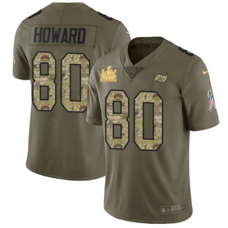 Nike Buccaneers #80 O. J. Howard Olive/Camo Youth Super Bowl LV Champions Patch Stitched NFL Limited 2017 Salute To Service Jersey