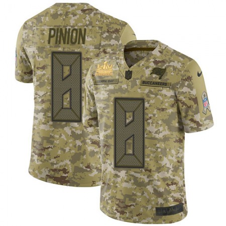 Nike Buccaneers #8 Bradley Pinion Camo Youth Super Bowl LV Champions Patch Stitched NFL Limited 2018 Salute To Service Jersey