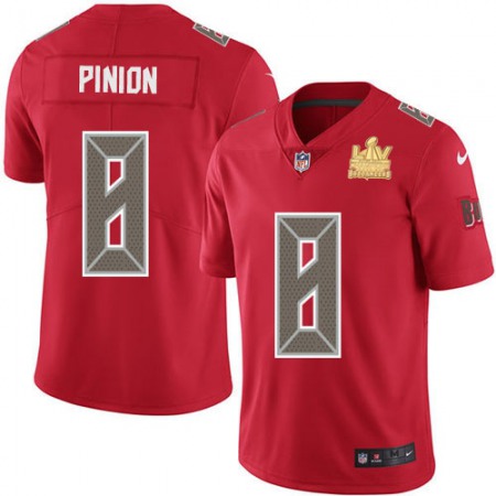 Nike Buccaneers #8 Bradley Pinion Red Youth Super Bowl LV Champions Stitched NFL Limited Rush Jersey