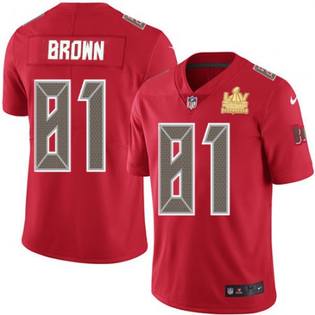 Nike Buccaneers #81 Antonio Brown Red Youth Super Bowl LV Champions Stitched NFL Limited Rush Jersey