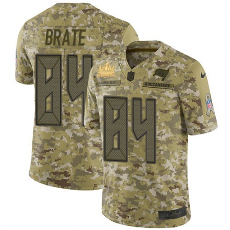 Nike Buccaneers #84 Cameron Brate Camo Youth Super Bowl LV Champions Patch Stitched NFL Limited 2018 Salute To Service Jersey