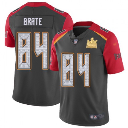 Nike Buccaneers #84 Cameron Brate Gray Youth Super Bowl LV Champions Patch Stitched NFL Limited Inverted Legend Jersey