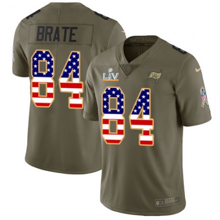 Nike Buccaneers #84 Cameron Brate Olive/USA Flag Youth Super Bowl LV Bound Stitched NFL Limited 2017 Salute To Service Jersey