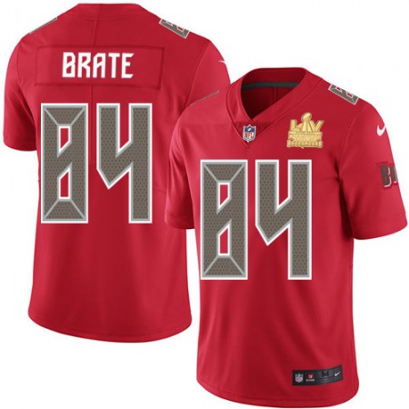 Nike Buccaneers #84 Cameron Brate Red Youth Super Bowl LV Champions Stitched NFL Limited Rush Jersey