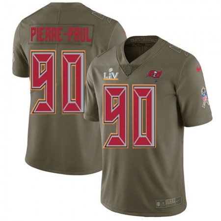 Nike Buccaneers #90 Jason Pierre-Paul Olive Youth Super Bowl LV Bound Stitched NFL Limited 2017 Salute To Service Jersey