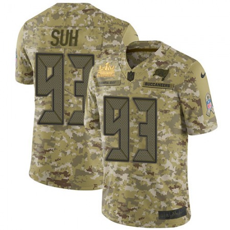 Nike Buccaneers #93 Ndamukong Suh Camo Youth Super Bowl LV Champions Patch Stitched NFL Limited 2018 Salute To Service Jersey