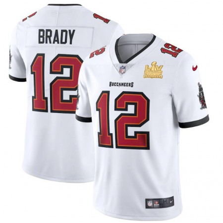 Tampa Bay Buccaneers #12 Tom Brady Youth Super Bowl LV Champions Patch Nike White Vapor Limited Jersey