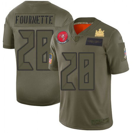 Tampa Bay Buccaneers #28 Leonard Fournette Camo Youth Super Bowl LV Champions Patch Stitched NFL Limited 2019 Salute To Service Jersey