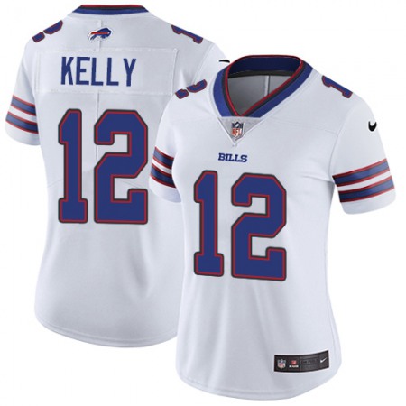 Nike Bills #12 Jim Kelly White Women's Stitched NFL Vapor Untouchable Limited Jersey