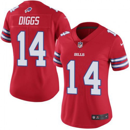 Nike Bills #14 Stefon Diggs Red Women's Stitched NFL Limited Rush Jersey