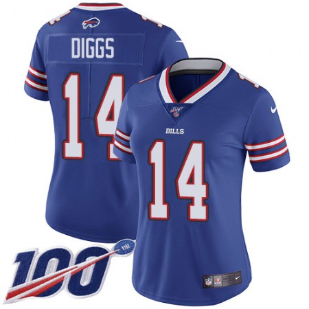Nike Bills #14 Stefon Diggs Royal Blue Team Color Women's Stitched NFL 100th Season Vapor Untouchable Limited Jersey