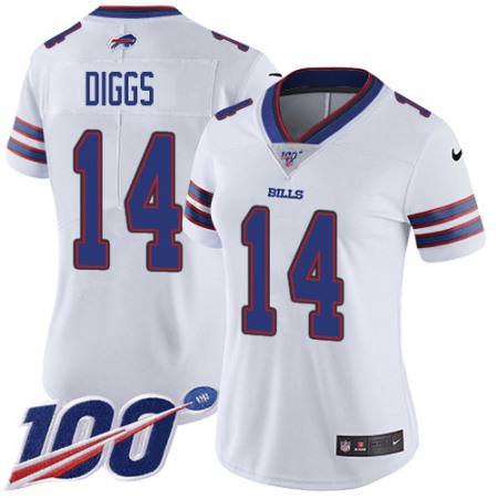 Nike Bills #14 Stefon Diggs White Women's Stitched NFL 100th Season Vapor Untouchable Limited Jersey