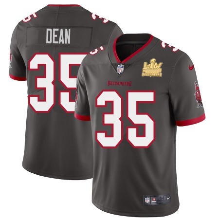 Tampa Bay Buccaneers #35 Jamel Dean Youth Super Bowl LV Champions Patch Nike Pewter Alternate Vapor Limited Jersey