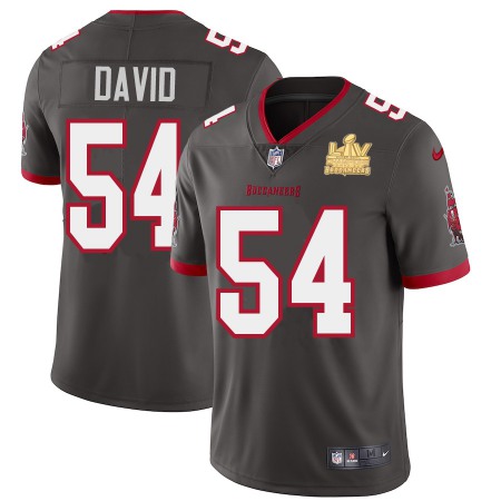 Tampa Bay Buccaneers #54 Lavonte David Youth Super Bowl LV Champions Patch Nike Pewter Alternate Vapor Limited Jersey