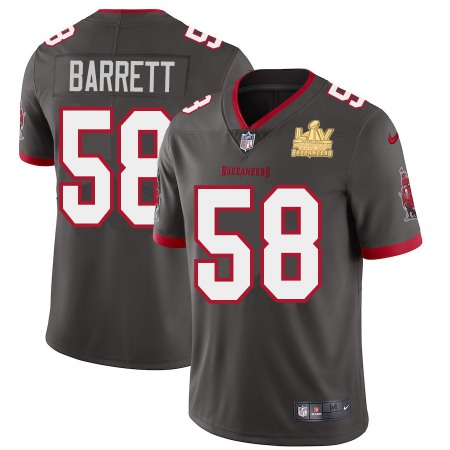 Tampa Bay Buccaneers #58 Shaquil Barrett Youth Super Bowl LV Champions Patch Nike Pewter Alternate Vapor Limited Jersey