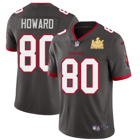 Tampa Bay Buccaneers #80 O. J. Howard Youth Super Bowl LV Champions Patch Nike Pewter Alternate Vapor Limited Jersey