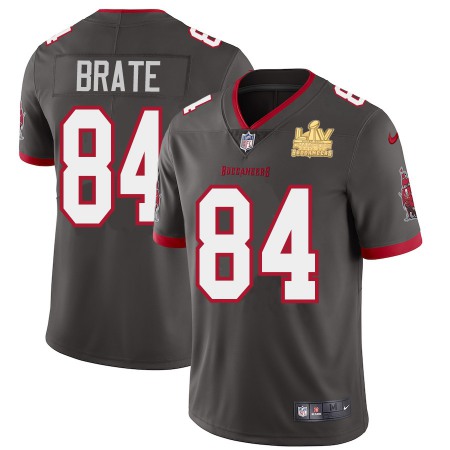 Tampa Bay Buccaneers #84 Cameron Brate Youth Super Bowl LV Champions Patch Nike Pewter Alternate Vapor Limited Jersey