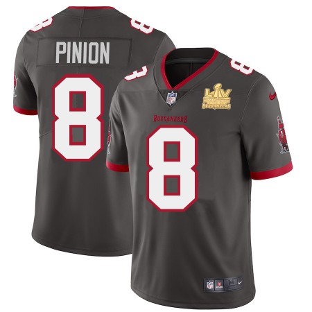 Tampa Bay Buccaneers #8 Bradley Pinion Youth Super Bowl LV Champions Patch Nike Pewter Alternate Vapor Limited Jersey