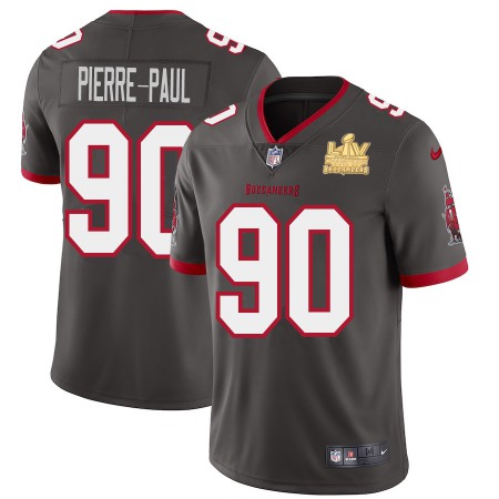 Tampa Bay Buccaneers #90 Jason Pierre-Paul Youth Super Bowl LV Champions Patch Nike Pewter Alternate Vapor Limited Jersey