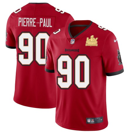 Tampa Bay Buccaneers #90 Jason Pierre-Paul Youth Super Bowl LV Champions Patch Nike Red Vapor Limited Jersey