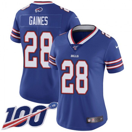 Nike Bills #28 E.J. Gaines Royal Blue Team Color Women's Stitched NFL 100th Season Vapor Untouchable Limited Jersey