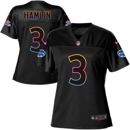 Nike Bills #3 Damar Hamlin Black Women's NFL Fashion Game Jersey