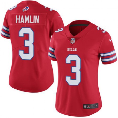 Nike Bills #3 Damar Hamlin Red Women's Stitched NFL Limited Rush Jersey
