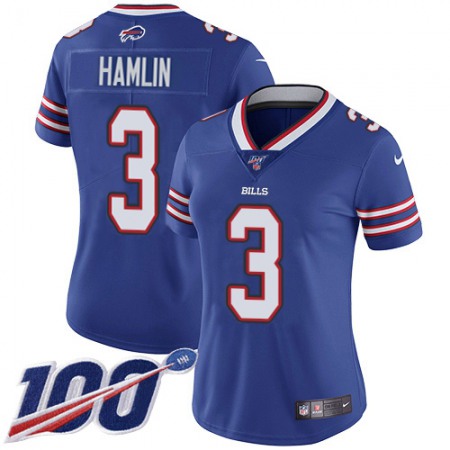 Nike Bills #3 Damar Hamlin Royal Blue Team Color Women's Stitched NFL 100th Season Vapor Untouchable Limited Jersey