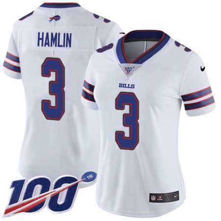 Nike Bills #3 Damar Hamlin White Women's Stitched NFL 100th Season Vapor Untouchable Limited Jersey