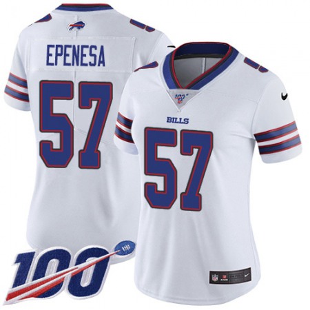 Nike Bills #57 A.J. Epenesas White Women's Stitched NFL 100th Season Vapor Untouchable Limited Jersey