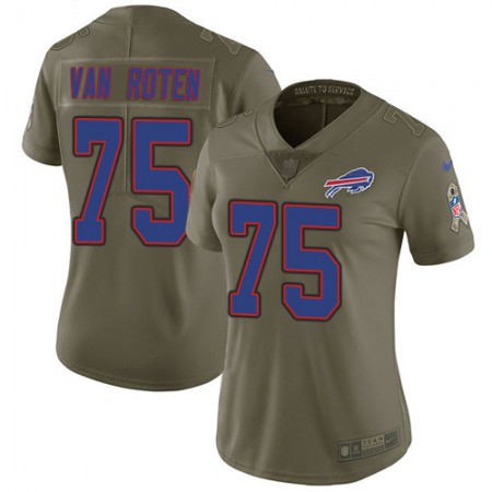 Nike Bills #75 Greg Van Roten Olive Women's Stitched NFL Limited 2017 Salute To Service Jersey