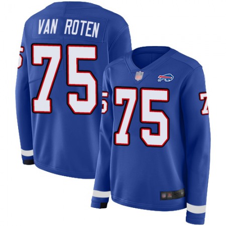 Nike Bills #75 Greg Van Roten Royal Blue Team Color Women's Stitched NFL Limited Therma Long Sleeve Jersey