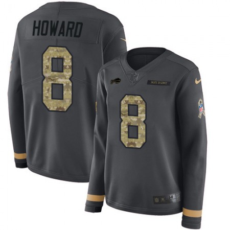 Nike Bills #8 O. J. Howard Anthracite Salute to Service Women's Stitched NFL Limited Therma Long Sleeve Jersey