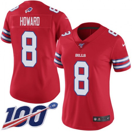 Nike Bills #8 O. J. Howard Red Women's Stitched NFL Limited Rush 100th Season Jersey