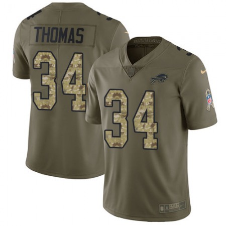 Nike Bills #34 Thurman Thomas Olive/Camo Youth Stitched NFL Limited 2017 Salute to Service Jersey