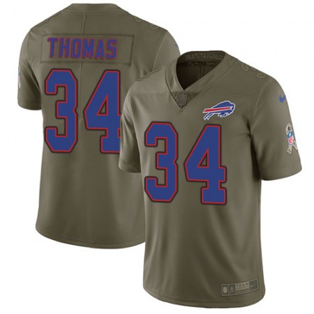 Nike Bills #34 Thurman Thomas Olive Youth Stitched NFL Limited 2017 Salute to Service Jersey