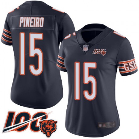 Nike Bears #15 Eddy Pineiro Navy Blue Team Color Women's Stitched NFL 100th Season Vapor Limited Jersey