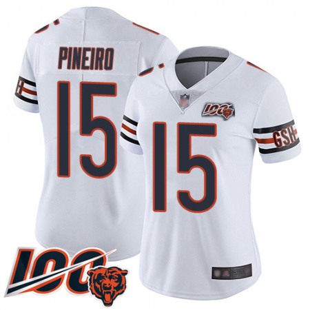 Nike Bears #15 Eddy Pineiro White Women's Stitched NFL 100th Season Vapor Limited Jersey