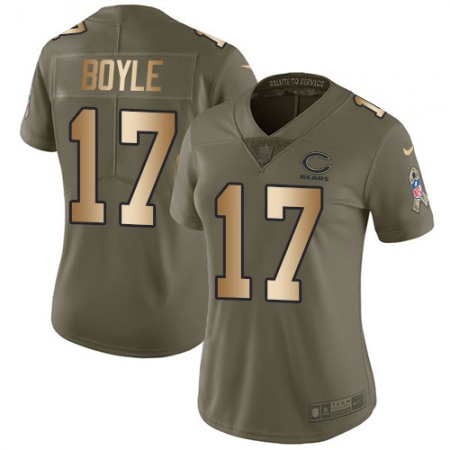 Nike Bears #17 Tim Boyle Olive/Gold Women's Stitched NFL Limited 2017 Salute To Service Jersey