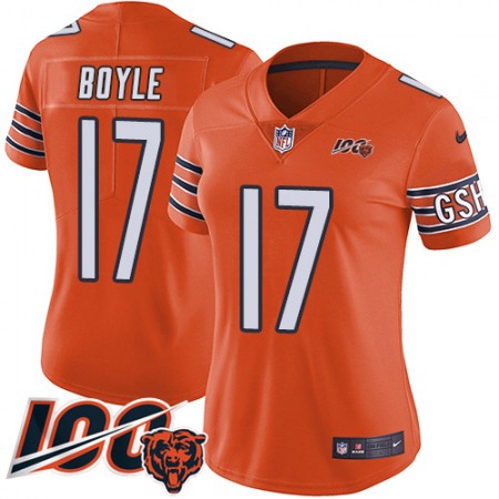 Nike Bears #17 Tim Boyle Orange Women's Stitched NFL Limited Rush 100th Season Jersey