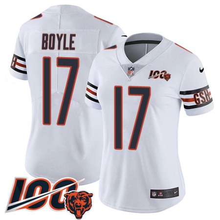 Nike Bears #17 Tim Boyle White Alternate Women's Stitched NFL Vapor Untouchable Limited 100th Season Jersey